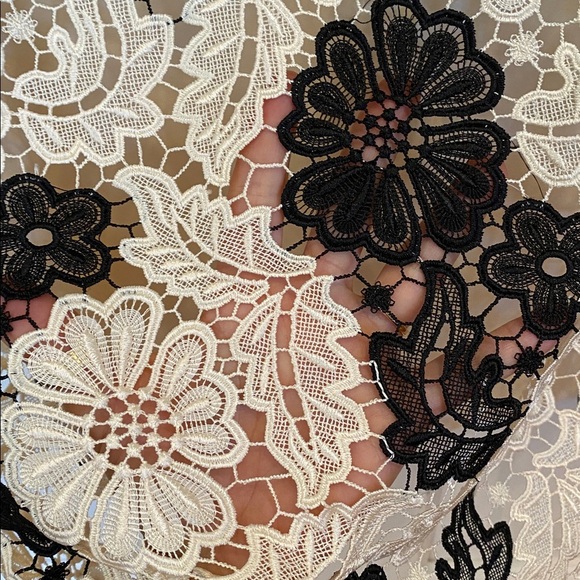 Jacques Vert Floral Lace Dress Sleeveless Cream black Crochet Formal Elegant - Picture 5 of 16